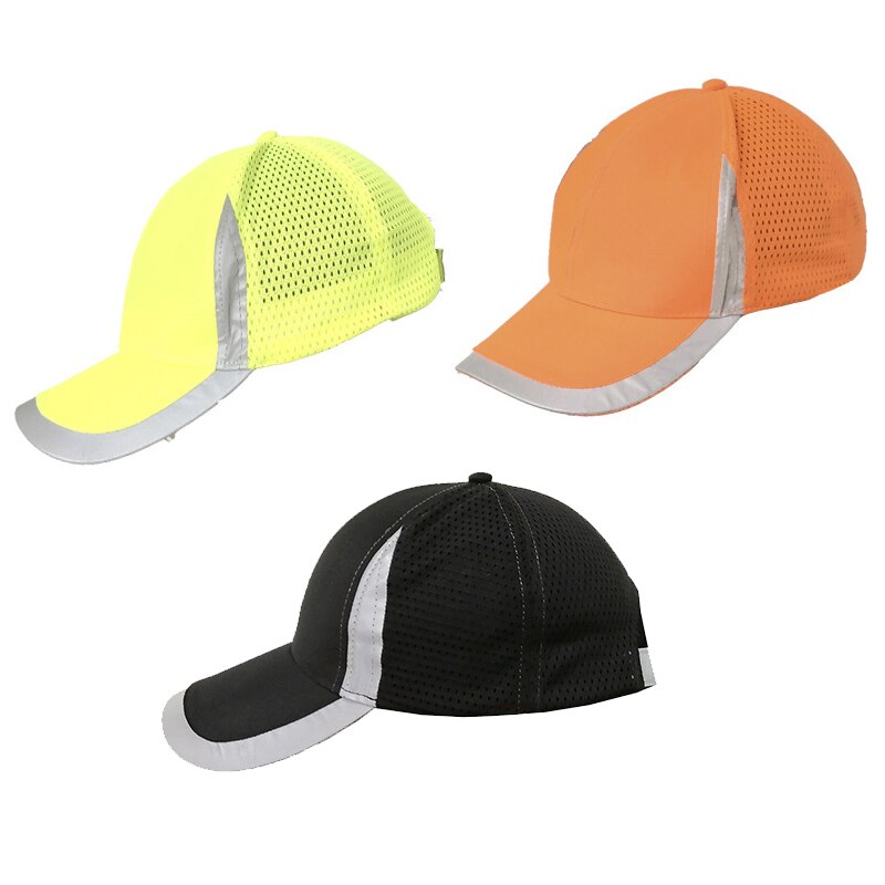 반사 야구 모자, 높은 가시성, 노란색 안전 모자, 작업 안전 헬멧, 초경량 모자, 안전 교통 캡